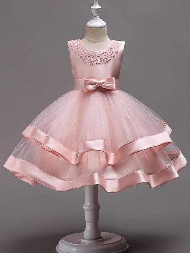 Short Princess Jewel Neck Flower Girl Wedding Communion Dress - photo 3