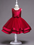 Short Princess Jewel Neck Flower Girl Wedding Communion Dress