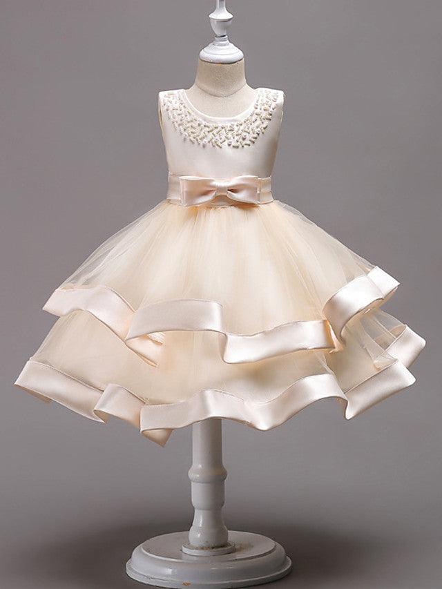 Short Princess Jewel Neck Flower Girl Wedding Communion Dress