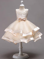 Short Princess Jewel Neck Flower Girl Wedding Communion Dress