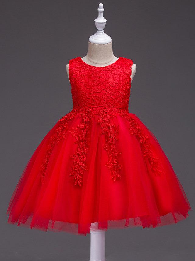 Short Lace Tulle Flower Girl Dress Jewel Neck Wedding Communion Birthday - photo 3