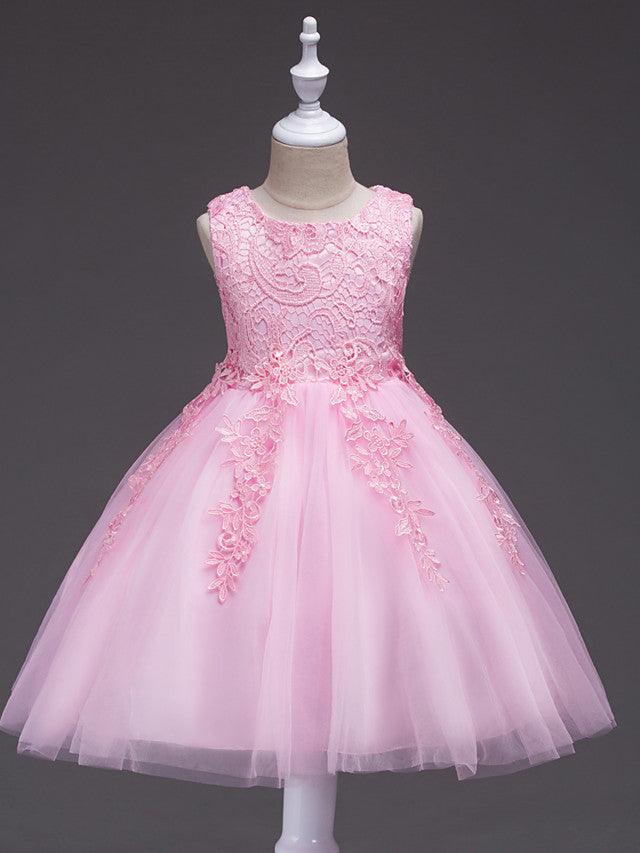 Short Lace Tulle Flower Girl Dress Jewel Neck Wedding Communion Birthday - photo 4