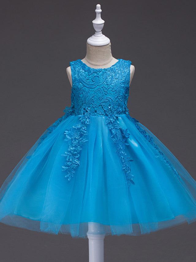 Short Lace Tulle Flower Girl Dress Jewel Neck Wedding Communion Birthday - photo 5