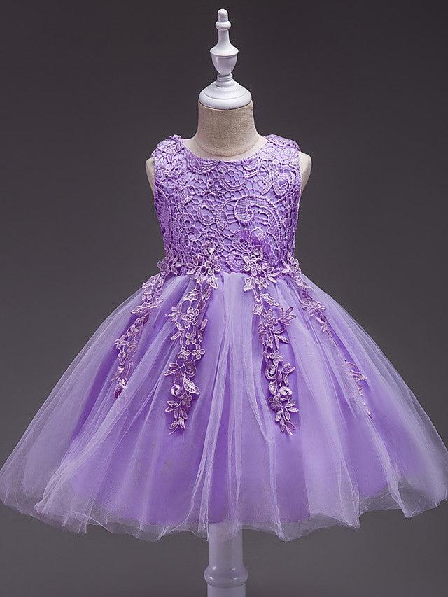 Short Lace Tulle Flower Girl Dress Jewel Neck Wedding Communion Birthday - photo 6