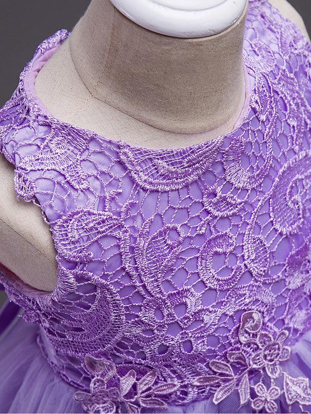 Short Lace Tulle Flower Girl Dress Jewel Neck Wedding Communion Birthday