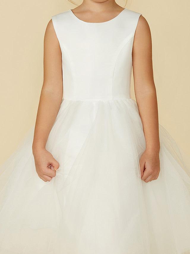 Princess Lace Tulle Flower Girl Dress For First Communion Wedding
