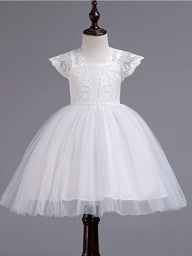 Short Princess Lace Flower Girl Dress Square Neck Wedding Pageant - photo 5
