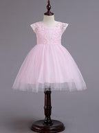 Short Princess Lace Flower Girl Dress Square Neck Wedding Pageant