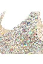 Robe courte/mini à col halter, coupe princesse, pour retour à la maison, ornée de perles