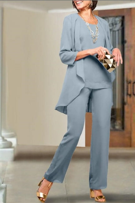 Vestidos Simples de Chiffon para Mãe da Noiva Macacão Real Azul para Damas de Honra