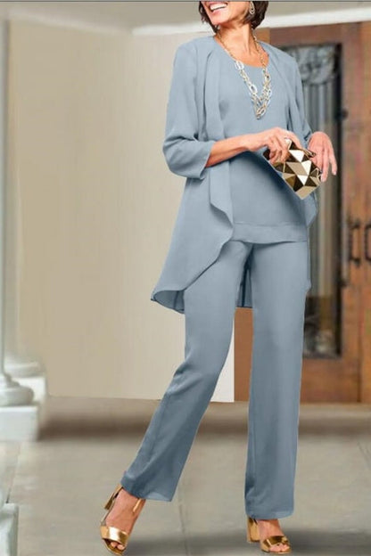 Vestidos sencillos de gasa para madre de la novia, mono de dama de honor azul real