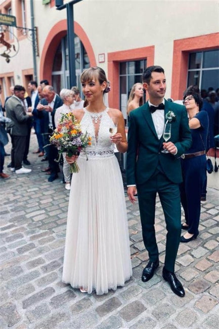 Robe de mariée blanche en tulle, sans manches, à bretelles simples, coupe évasée
