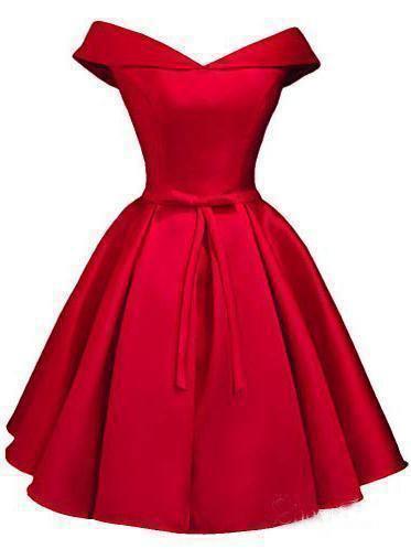 Simple Off the Shoulder Blush Homecoming Dresses Satin Graduation Dress