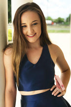 Simple Satin Two Piece Short Royal Blue Homecoming Dress