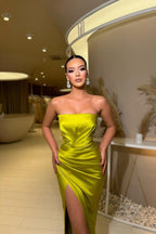 Simple Sexy Long Mermaid Sleeveless Evening Dresses With Slit