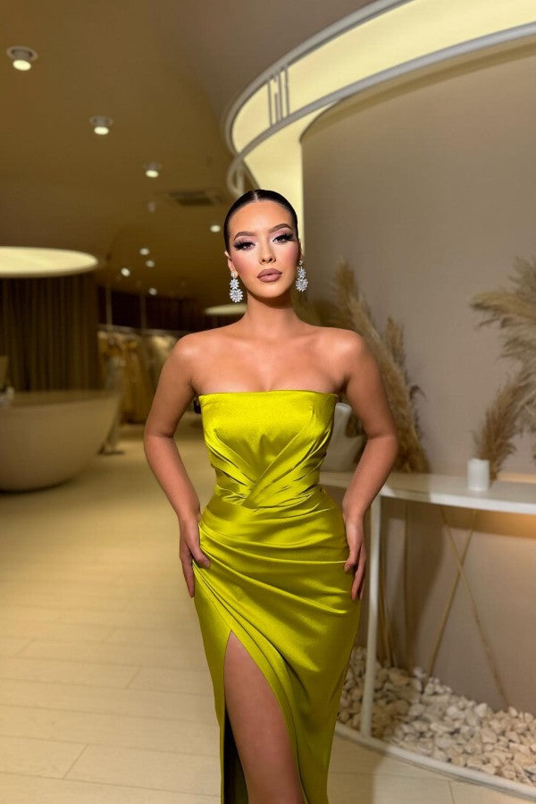 Simple Sexy Long Mermaid Sleeveless Evening Dresses With Slit