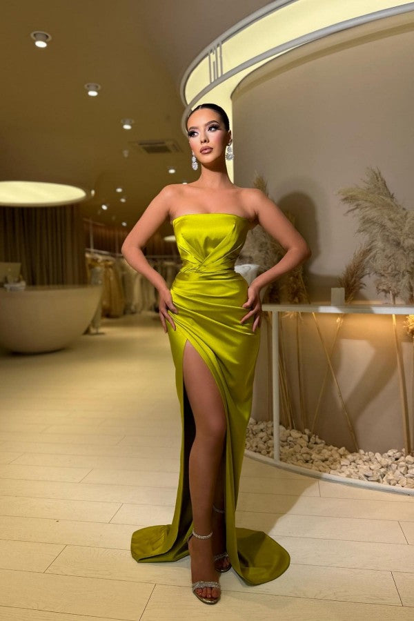 Vestidos de noche sencillos, sexys, largos, sin mangas, de sirena, con abertura
