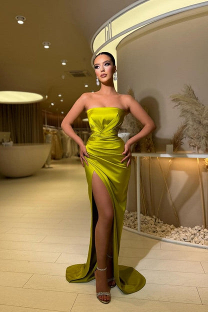 Vestidos de noche sencillos, sexys, largos, sin mangas, de sirena, con abertura