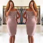 فساتين سهرة قصيرة بسيطة على شكل حورية البحر بدون أكتاف