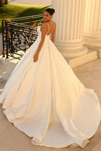Satin Spaghetti Strap Ball Gown Wedding Dress With Classic Silhouette