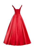 Vestido de baile vermelho simples com decote em V, laço e renda, vestido de dama de honor BD028