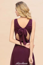 Vestido de Dama de Honra em Chiffon sem Mangas, Corte em A, Comprimento até ao Chão, Decote em V, Vestido de Festa