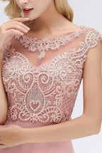 فستان سهرة طويل بدون أكمام بقصة ألين مزين بالخرز وياقة دائرية فستان حفلات بطول الأرض