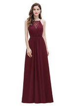 Vestido Maxi de Noite Aline Bateau de Espaguete com Lantejoulas e Chiffon para Dama de Honra