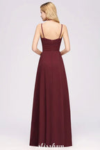 Robe de demoiselle d'honneur longue en mousseline, sans manches, à volants, coupe évasée avec bretelles, robe de soirée maxi