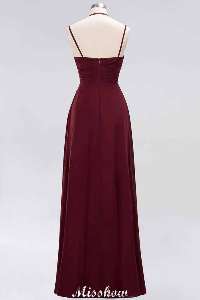 Robe de demoiselle d'honneur longue en mousseline, sans manches, à volants, coupe évasée avec bretelles, robe de soirée maxi