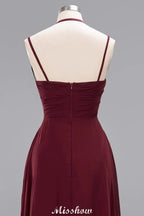 Robe de demoiselle d'honneur longue en mousseline, sans manches, à volants, coupe évasée avec bretelles, robe de soirée maxi