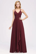 Robe de demoiselle d'honneur longue en mousseline, sans manches, à volants, coupe évasée avec bretelles, robe de soirée maxi