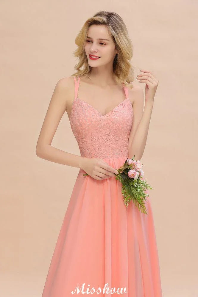 Vestido de Dama de Honra Esbelto com Fenda Lateral, Decote em V, Azul Céu, para Festa de Casamento