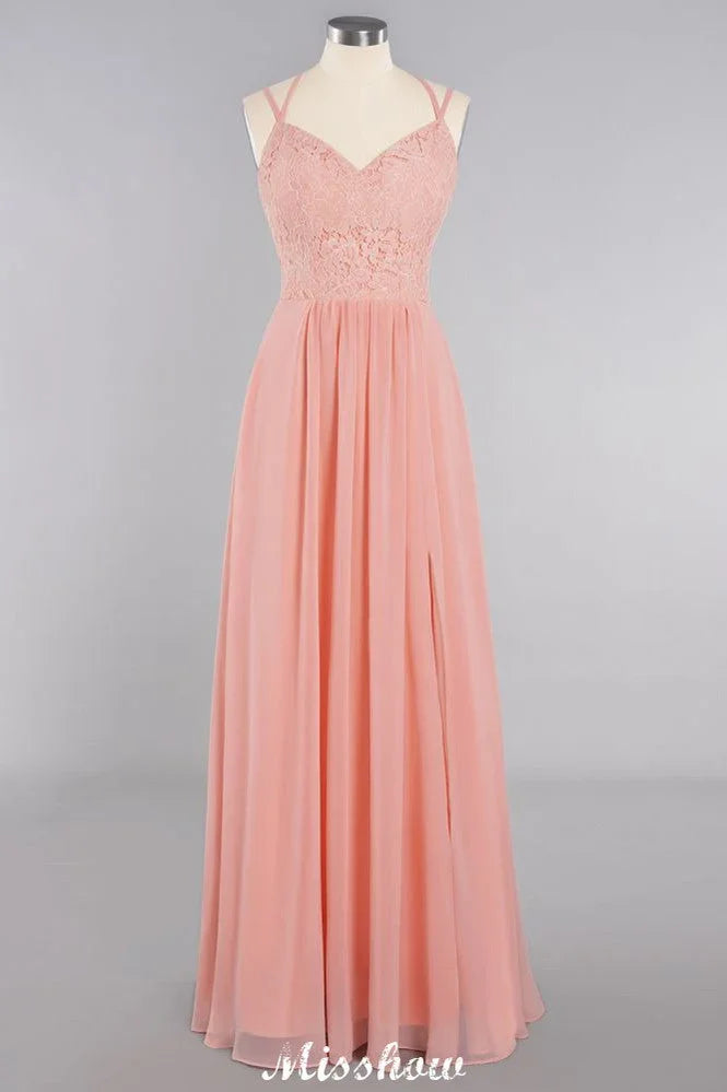 Vestido de Dama de Honra Esbelto com Fenda Lateral, Decote em V, Azul Céu, para Festa de Casamento