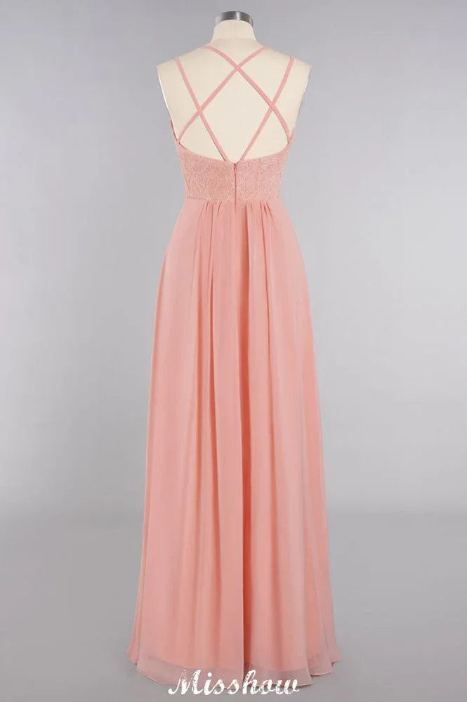 Vestido de Dama de Honra Esbelto com Fenda Lateral, Decote em V, Azul Céu, para Festa de Casamento