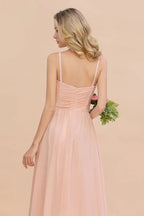 Robe de demoiselle d'honneur à bretelles spaghetti, ligne A, décolleté en cœur, robe de soirée en mousseline fluide