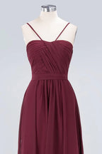 Vestido de dama de honor sin espalda con tirantes finos, volante de gasa para fiesta de boda