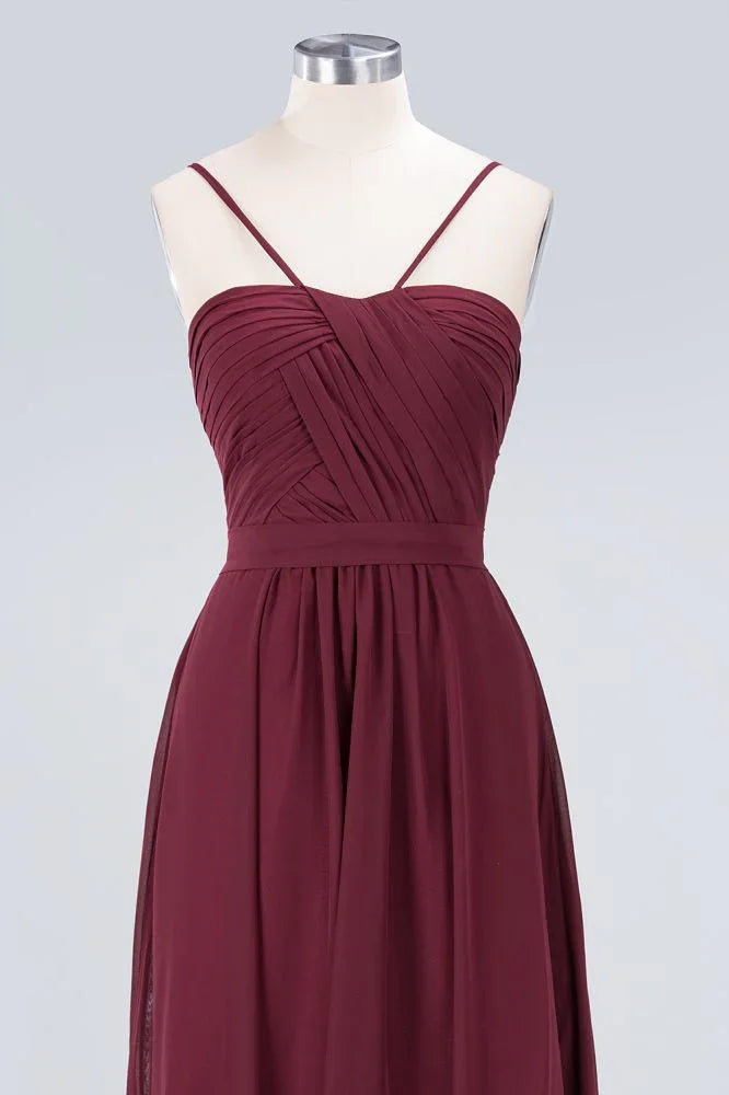 Vestido de dama de honor sin espalda con tirantes finos, volante de gasa para fiesta de boda