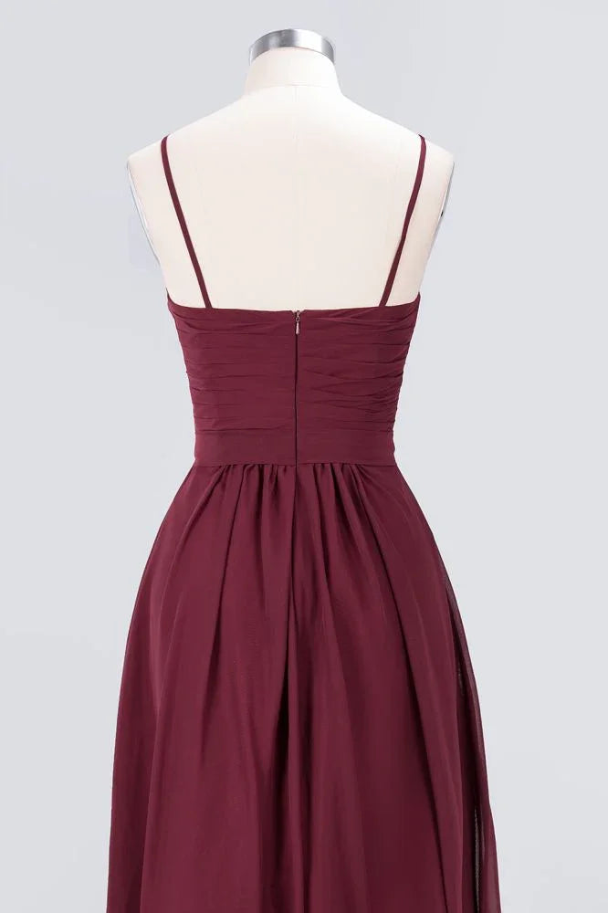 Vestido de dama de honor sin espalda con tirantes finos, volante de gasa para fiesta de boda