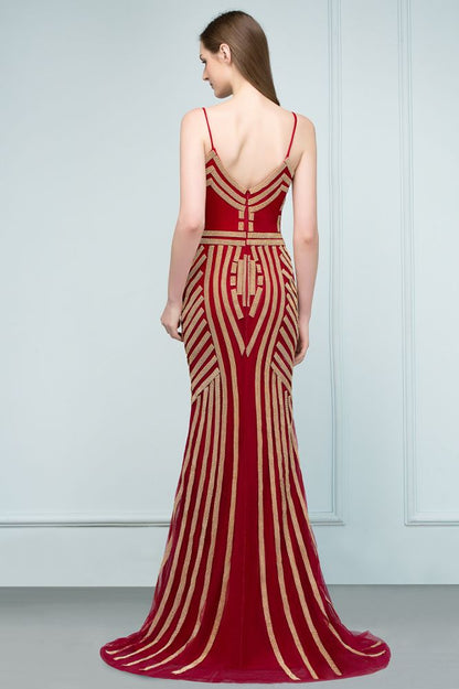 Vestidos de fiesta de tul con cuentas, corte sirena, escote en V y longitud hasta el suelo