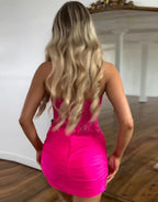 Lilac Beaded Appliques Tight Homecoming Dress