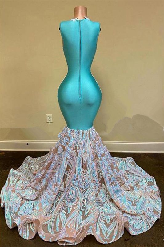 Vestido de fiesta largo hasta el suelo con encaje floral y purpurina de sirena brillante