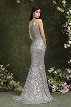 Vestido de dama de honor/baile largo hasta el suelo con lentejuelas brillantes, un solo hombro y abertura lateral estilo sirena
