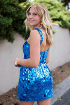 Luz | Sparkly Silver Scoop Neck Mirror Tight Short Homecoming Dress