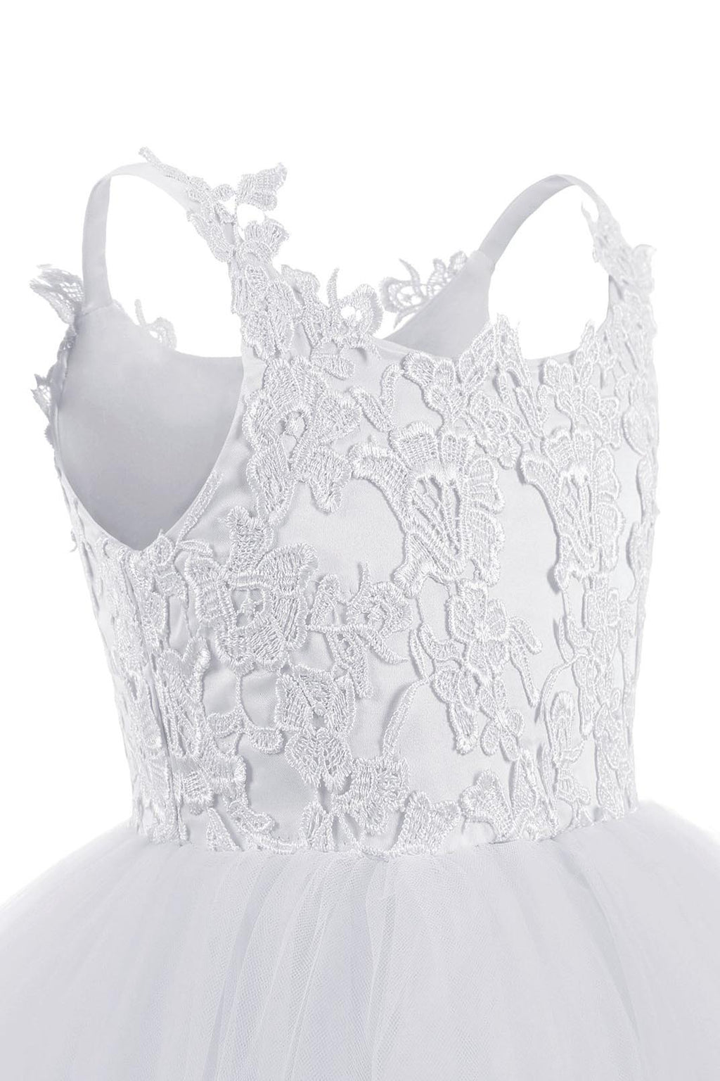 Lace Ball Gown Flower Girls Dress With Square Neckline Sleeveless