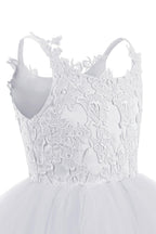 Lace Ball Gown Flower Girls Dress With Square Neckline Sleeveless