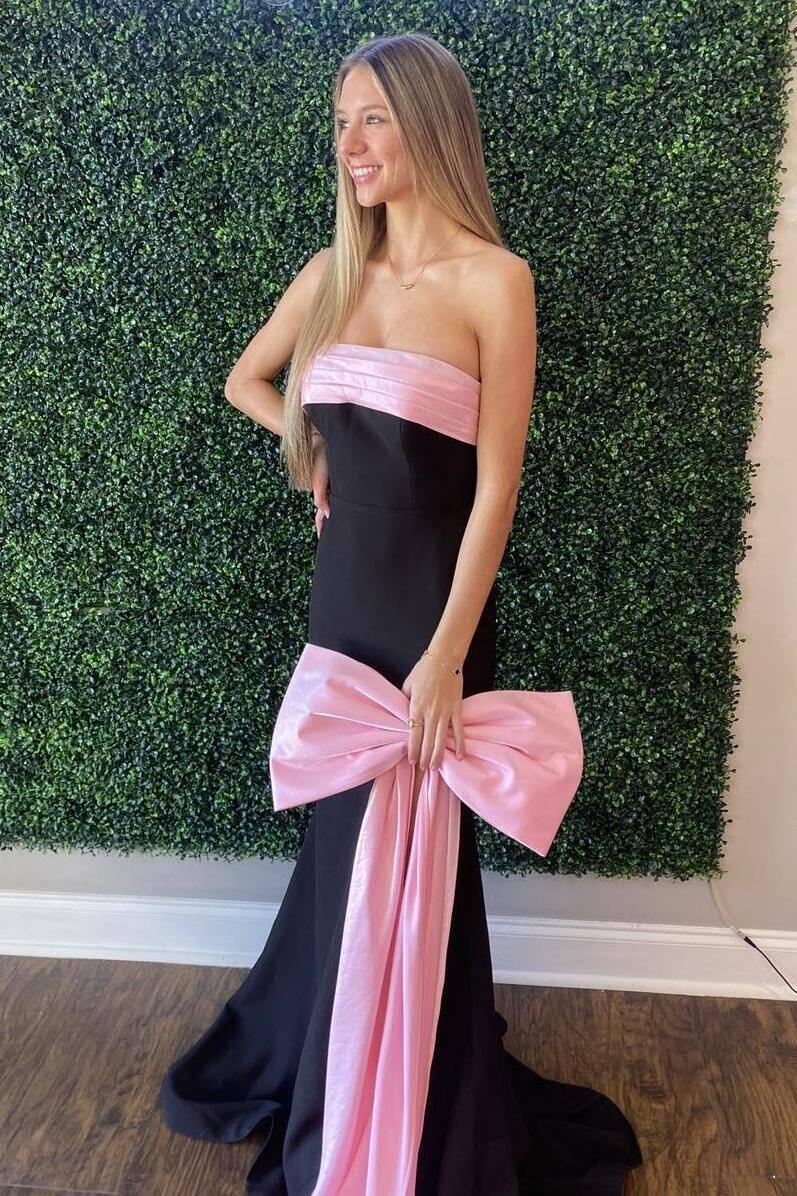 Darlene | Vestido longo de baile estilo sereia sem alças com laço lateral