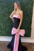 Darlene | Vestido longo de baile estilo sereia sem alças com laço lateral