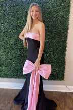 Darlene | Vestido longo de baile estilo sereia sem alças com laço lateral