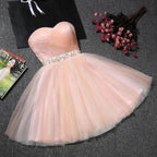Strapless Sweetheart Neck Homecoming Dress Blush Pink  Short Prom Dresses
